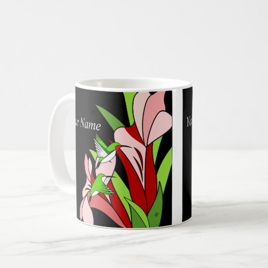 Mug Fleur Rose Et Colibri (Devant gauche)