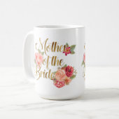 Mug Fleur rose et or pour la mère de la mariée (Devant gauche)