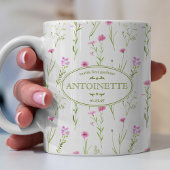 Mug Fleur rose Illustré Nom et message d'anniversaire