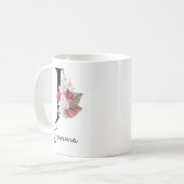 Mug Fleur rose monogrammée initiale J (Devant gauche)