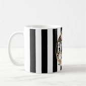 Mug fleur rose noir et blanc Stripes monogramme (Gauche)