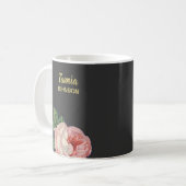 Mug Fleur rose nom personnalisé gris (Devant gauche)