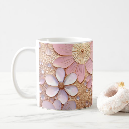 Mug Fleur rose pâle (Avec donut)