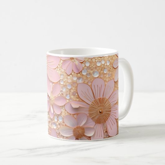Mug Fleur rose pâle (Devant droit)