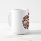 Mug Fleur rose rétro fleurit à mon rythme (Devant gauche)