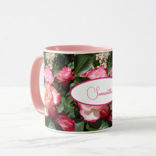 Mug Fleur Rose rouge et blanc Roses floraux (Devant gauche)