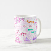 Mug Fleur rose Soeur spéciale coeur réfléchi (Devant droit)