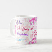 Mug Fleur rose Soeur spéciale coeur réfléchi (Devant gauche)