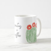 Mug Fleur Rouge Baril Cactus Plus Aquarelle de café (Devant droit)