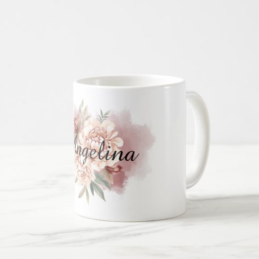 Mug Fleur rouge crème (Devant droit)