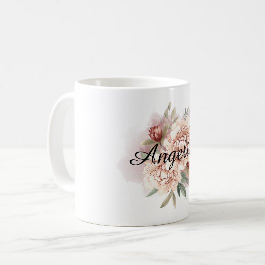 Mug Fleur rouge crème (Devant gauche)