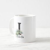 Mug Fleur rouge d'eucalyptus initiale d'aquarelle (Devant gauche)