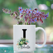 Mug Fleur rouge d'eucalyptus initiale d'aquarelle