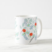 Mug Fleur rouge + Feuilles  (Devant droit)