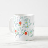 Mug Fleur rouge + Feuilles  (Devant gauche)