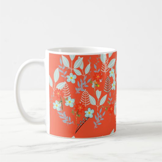 Mug Fleur rouge + Feuilles de mandarine (Gauche)