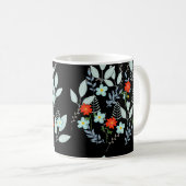 Mug Fleur rouge + Feuilles noires (Devant droit)