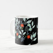 Mug Fleur rouge + Feuilles noires (Devant gauche)