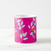 Mug Fleur rouge + Feuilles Rose Chaud (Centre)