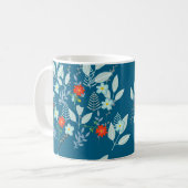 Mug Fleur rouge + feuilles sarcelle (Devant gauche)