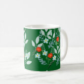 Mug Fleur rouge + feuilles vertes (Devant droit)
