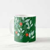 Mug Fleur rouge + feuilles vertes (Devant gauche)