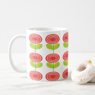 Mug Fleur Rouge Floral Géométrique