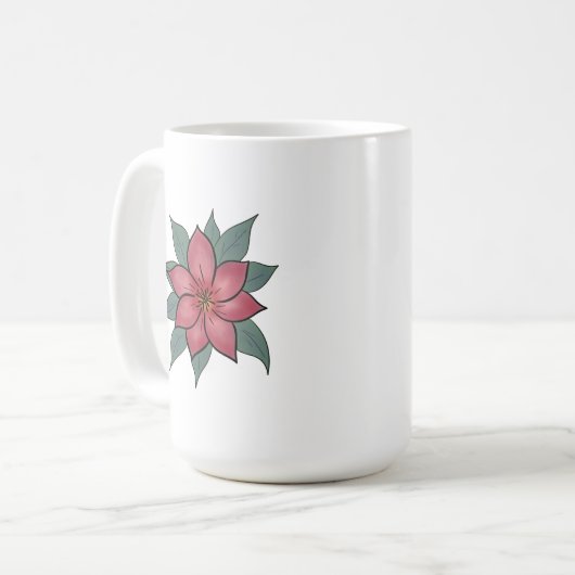 Mug Fleur rouge minimaliste (Devant gauche)