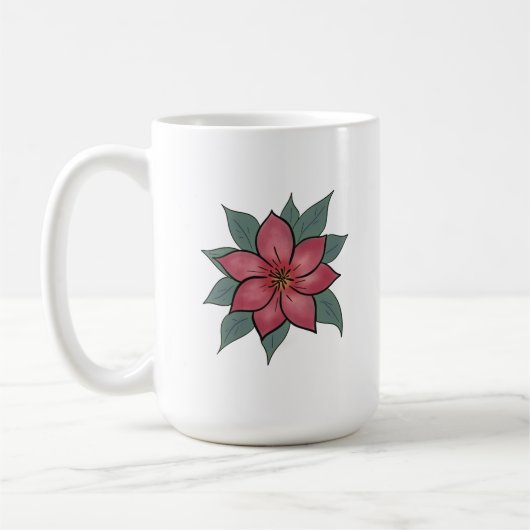 Mug Fleur rouge minimaliste (Gauche)