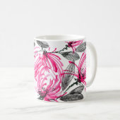 Mug Fleur rouge orientale : Motif d'aquarelle. (Devant droit)