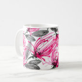 Mug Fleur rouge orientale : Motif d'aquarelle. (Devant gauche)