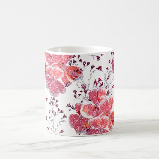 Mug Fleur rouge rose sur blanc. (Centre)