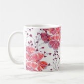 Mug Fleur rouge rose sur blanc. (Gauche)