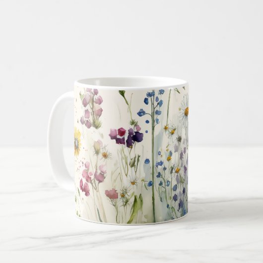 Mug Fleur sauvage aquarelle (Devant gauche)