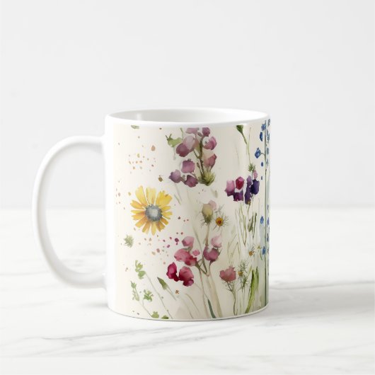 Mug Fleur sauvage aquarelle (Gauche)