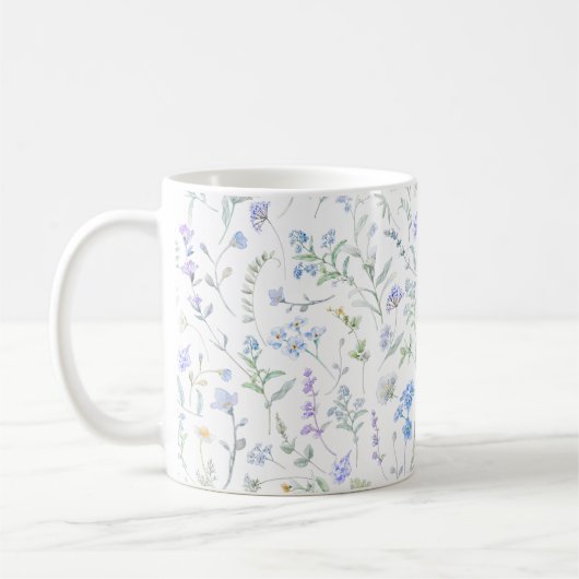 Mug Fleur sauvage aquarelle bleu violet (Gauche)