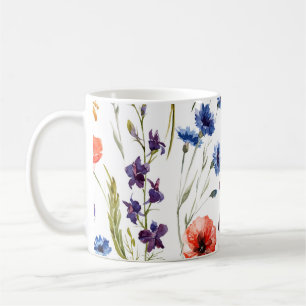 Mug Fleur sauvage Aquarelle Poppy Chamomile Arrière -