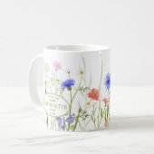 Mug Fleur sauvage arc-en-ciel Illustré Message d'anniv (Devant gauche)