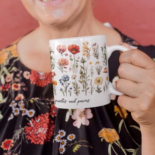 Mug fleur sauvage avec texte personnalisé Cadeau d