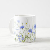 Mug Fleur sauvage bleue de monogramme personnalisée (Devant gauche)