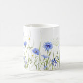 Mug Fleur sauvage bleue de monogramme personnalisée (Centre)