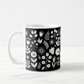 Mug Fleur sauvage Boho noir et blanc (Gauche)