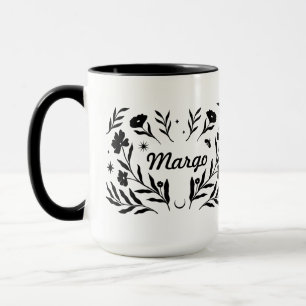 Mug Fleur sauvage botanique Nom personnalisé céleste