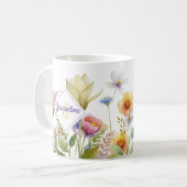 Mug Fleur sauvage colorée Monogramme Café illustré (Devant gauche)