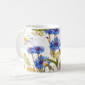 Mug Fleur sauvage : couleur bleu foncé bleu clair (Devant gauche)