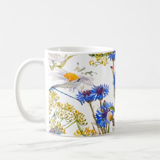 Mug Fleur sauvage : couleur bleu foncé bleu clair (Gauche)