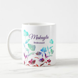 Mug Fleur sauvage d'aquarelle Cadeau de femme de chamb