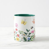 Mug Fleur sauvage d'aquarelle Pré avec papillons (Centre)