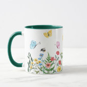 Mug Fleur sauvage d'aquarelle Pré avec papillons (Gauche)