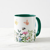 Mug Fleur sauvage d'aquarelle Pré avec papillons (Devant droit)